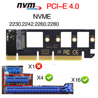 Kartu Adaptor M.2 NVME SSD ke PCIe 4.0 64Gbps M-Key PCIe4.0 X1 X4 untuk PC Desktop Kecepatan Penuh PCI-E GEN4 Produk Kipas Komputer Stok Tersedia