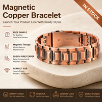 Joyería Magnética de Cobre Puro, Joyería de Terapia Magnética, Brazalete de Cadena de Triple Hilera Vintage para Venta al por Mayor y Suministro de Marca Personalizada