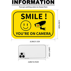 Targa in Metallo Alluminio 'Sorridi, <span class=keywords><strong>Sei</strong></span> in Telecamera' - Adesivo <span class=keywords><strong>di</strong></span> Avvertimento CCTV per Ospedali e Scuole, Segnale Temporaneo Riflettente - Product Image 4