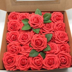 25 pz fiore di schiuma artificiale <span class=keywords><strong>per</strong></span> decorazione di nozze PE Rose fiore torta Toppers - Product Image 4