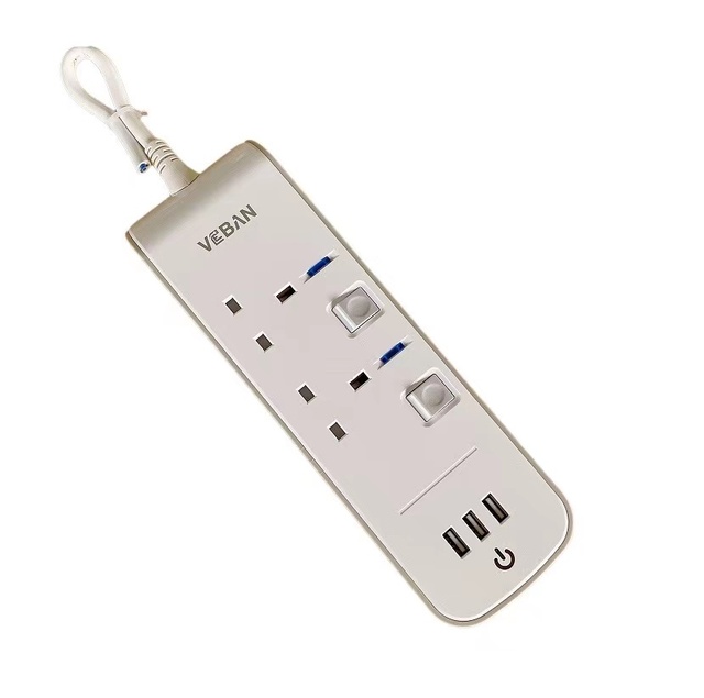 British Power Board 2M Extension Cord 2 Way Multi Plug Outlet Power Strip 13A Outlet Extension Socket Switch UKCA