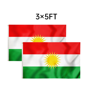 Doppio lato 75D poliestere rosso bianco verde e sole per interni paese Kurdistan bandiere <span class=keywords><strong>Kurdish</strong></span> per marzo - Product Image 6