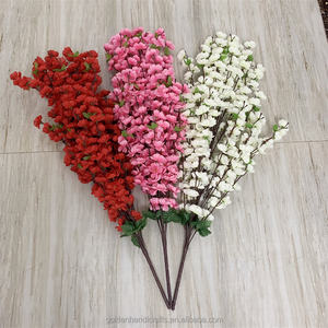 QSLH Ti390 grande fleur de fleur de pê<span class=keywords><strong>cher</strong></span> suspendue rose clair soie artificielle en gros fleur artificielle branche de fleur de cerisier - Product Image 2