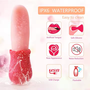 Rosen-Zungen-<span class=keywords><strong>Masturbator</strong></span> 10 Frequenzen Lecken Klitoris-Saugnapf Klitoris-Stimulator Erwachsenen-Sexspielzeug Silikon-Vibrator für Frauen - Product Image 4