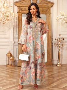 Dubai Women's <strong>Long</strong> Embroidered Abaya <strong>Dress</strong> Casual Style <strong>for</strong> Wedding Parties Anti-Static <strong>Eid</strong> Muslim Party Robe - Product Image 1