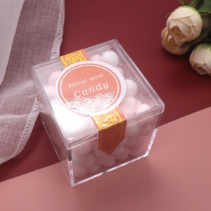 2*2*2 "almacenamiento en el hogar cuadrado dulce azúcar cubo boda Favor claro plástico <span class=keywords><strong>comida</strong></span> contenedor acrílico caja de dulces con tapa - Product Image 5