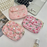 Sac de rangement multifonctionnel pliable et portable, matelassé, durable, avec motif floral de dessin animé mignon, élégant, pour cartes de certificat et clés