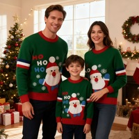 Pull de Noël familial jacquard motif lettre du Père Noël, tenue assortie pour hommes, femmes et enfants, pour les fêtes d'hiver