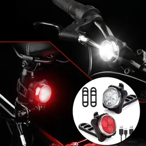 AT custom USB rechargeable avant blanc vélo frein lumière vélo étanche 4 Modes rouge queue LED vélo lumière ensemble