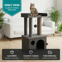 Arbre à chat multi-niveaux moderne de luxe, durable, en sisal écologique, avec griffoir, niche et perchoir pour chats de grande taille d'intérieur