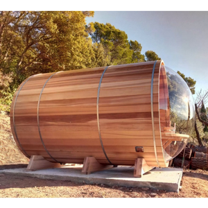 Usine chinoise, sauna extérieur moderne en bois massif avec vue panoramique de 8 pieds, sauna en tonneau de cèdre rouge - Product Image 1