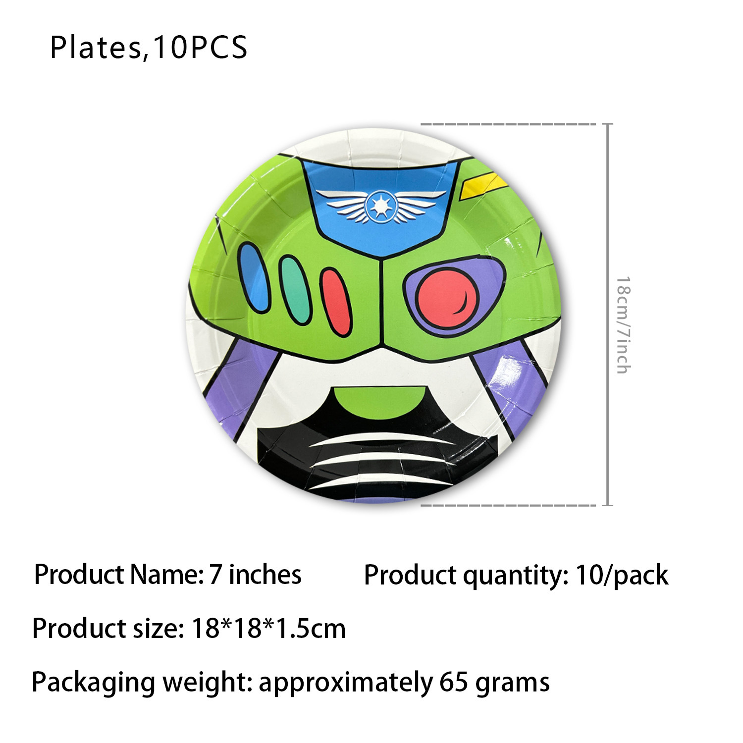 Assiettes en papier colorées 10 pièces 7 pouces - Motif B
