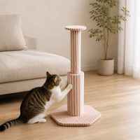 Arbre à chat hexagonal de luxe en liège naturel, griffoir vertical à double colonne, surface en feutre rayé, pour intérieur