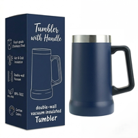 Gobelet isotherme en acier inoxydable à double paroi de 24 oz avec logo personnalisé, écologique, avec poignée, idéal pour les bières