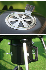Hervidor de agua de <span class=keywords><strong>22</strong></span> pulgadas para exteriores, parrilla de ahumador portátil para barbacoa, jardín, barbacoa, parrilla de carbón con ruedas - Product Image 4