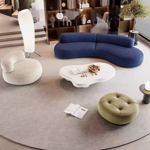 ספה מודולרית פאר כבש בד צבעוני בד צבעוני מודרני, ספה מחסנים ארוזים בעיצוב עקום בד עיצוב מותאם אישית מפעל ריח בד - Product Image 2