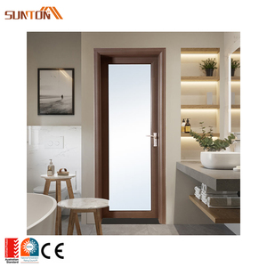 Maison moderne appartement intérieur chambre salle de bains toilette simple feuille profilés en aluminium cadre <span class=keywords><strong>double</strong></span> <span class=keywords><strong>porte</strong></span> battante en verre trempé - Product Image 4