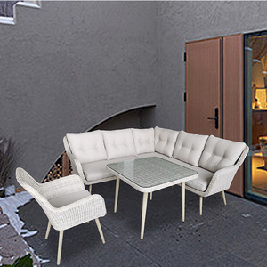 Modern Aluminum <strong>Rattan</strong> Dining Set Garden Patio Outdoor Wicker Furniture for Hotel Exterior Use Includes Sofa <strong>Corner</strong> - Product Image 1