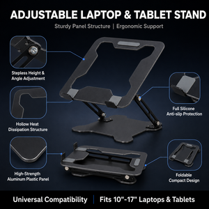 Soporte Ajustable y Plegable para Portátil de Aleación de Aluminio, Ajuste de Altura y Ángulo Continuo, Soporte Ergonómico para Tablet con Ventilación - Product Image 2