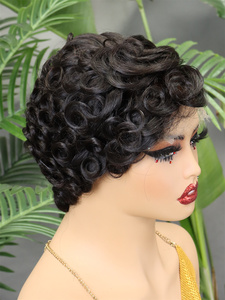 Peluca de Cabello Humano Rizado Pixie con Frente de Encaje HD 5x5, Peluca Pixie Corta con Parte en C - Product Image 5