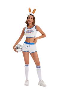 Femmes Baige Bunny Cosplay Costume Halloween <span class=keywords><strong>Full</strong></span> Outfit With Shorts Headband Socks Space Movie Theme <span class=keywords><strong>Sexy</strong></span> Lingerie - Product Image 3