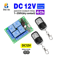 Control Remoto Inalámbrico de 4 Canales y 433MHz para Puerta de Garaje/Obturador/Portón, 4 Botones, Alcance de 50m, DC 12V 10A, Uso Universal