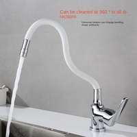 Robinet de cuisine classique à corps unique en laiton, universel, chaud et froid, pour évier, lavabo, avec tuyau, argent, fonction de rotation, balcon, hôtel