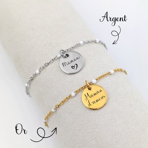 <span class=keywords><strong>Bracelet</strong></span> médaille gravée personnalisé fait main <span class=keywords><strong>Bracelet</strong></span> médaille prénom personnalisable Cadeau pour femme - Product Image 2