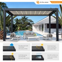 Pergola bioclimatique motorisée moderne Qishu en aluminium, gazebo, pavillon, toit à lames rétractables automatiques, imperméable, robuste