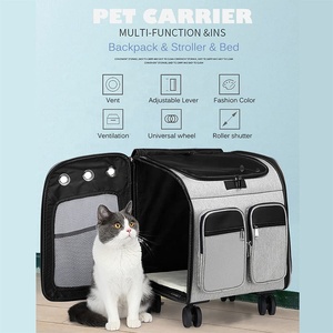 <span class=keywords><strong>Chariot</strong></span> de voyage pour animaux de compagnie, roue amovible, approuvé par la compagnie aérienne, sac à dos pour petits chiens, chats, chiots - Product Image 5