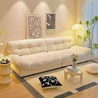 Sofa Modern Cream Cloud Berlapis Kain Bentuk L Tiga Dudukan Reclining Berkualitas Tinggi Minimalis untuk Apartemen Hotel Ruang Tamu