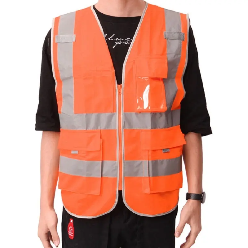 Cheap High Visibility Road Safety Vest Pockets Reflective Straps Working Vest