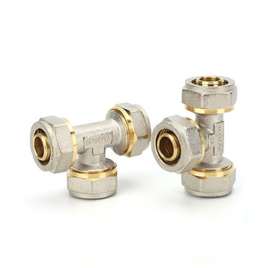 Raccords de plomberie en <span class=keywords><strong>cuivre</strong></span> de 15 mm, fournitures pour tuyaux PEX et raccords à compression en laiton, traitement de surface plaqué, accessoires de plomberie - Product Image 2