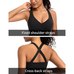 Sujetador deportivo con espalda cruzada para mujer, tirantes anchos, almohadillas extraíbles, top corto para entrenamiento y yoga - Product Image 4