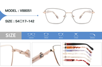Monture de lunettes optiques œil-de-chat en métal pour femmes, avec branches en acétate décorées, monture complète pour verres de prescription – Vente en gros