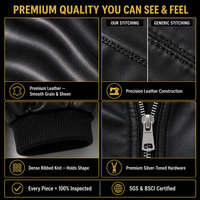 Blouson aviateur en cuir PU noir sur mesure de haute qualité pour homme, style streetwear tendance, inspiré du vintage, avec fermeture éclair.
