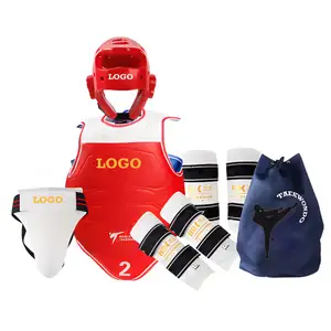 Taekwondo Protectors Headgear Arm Guard Leg & Instep Guard Chest Guard for Taekwondo Training protective gear 6 piece set