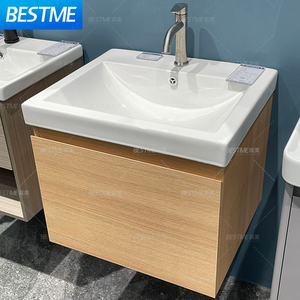 Venta Directa de Fábrica, <span class=keywords><strong>Muebles</strong></span> de <span class=keywords><strong>Baño</strong></span> Modernos y Elegantes de PVC con Aspecto de Madera, Mueble de <span class=keywords><strong>Baño</strong></span> Colgante de Pared con Espejo LED, Lavabo y Mueble para <span class=keywords><strong>Baño</strong></span> - Product Image 4