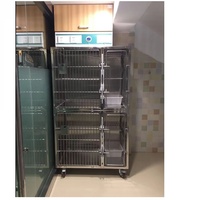 Cage pour gros chats en acier inoxydable vétérinaire avec cage à oxygène