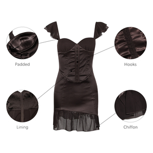 <span class=keywords><strong>Robe</strong></span> de <span class=keywords><strong>princesse</strong></span> à manches volantées, Mini <span class=keywords><strong>robe</strong></span> <span class=keywords><strong>Bustier</strong></span> élégante avec crochets pour les yeux, en mousseline de soie, fermeture éclair cachée, Corset épais en Satin, <span class=keywords><strong>robe</strong></span> de soirée - Product Image 5