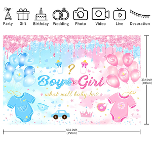 Sfondo Fotografico per Rivelazione del Sesso del Bambino, Palloncini Rosa e Blu per Baby Shower, Cosa Sarà il Sesso del Bambino? - Product Image 5