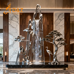 D & Z แบรนด์ที่กำหนดเองในร่มและกลางแจ้งที่ทันสมัยนามธรรมน้ำพุโลหะภูมิทัศน์น้ำตกสำหรับโรงแรมน้ำตกแต่ง - Product Image 2