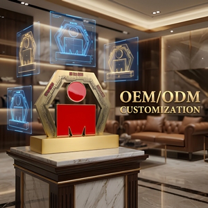 Trofeo de <span class=keywords><strong>Metal</strong></span> Personalizado con Modelo de Edificio 3D, Logotipo Grabado con Láser, Acabado Pulido Duradero, Recuerdo de Lujo, Regalos para Ferias Comerciales - Product Image 2
