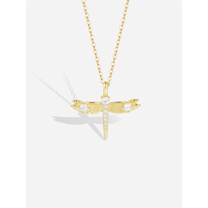 2024 Vogue 925 Sterling Silver Animal <strong>Jewelry</strong> 18k Gold Plated Zircon <strong>Dragonfly</strong> Wing Pendant Necklace for Women - Product Image 2