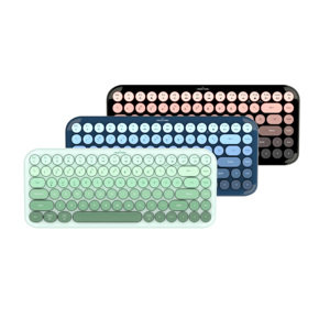 Colorful Round Retro Keycaps <strong>Bluetooth</strong> 2.4G Wireless Dual Mode <strong>Keyboard</strong> <strong>with</strong> Decorative Little Bear - Product Image 1