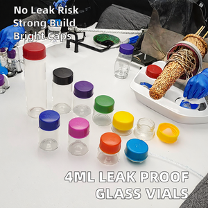 Frascos de Vidrio Transparente de 4 ml con Tapas de Rosca Herméticas y Tapones de Plástico, Frascos Pequeños de 1 Dram para Muestras Líquidas, Superficie para Grabado en Caliente - Product Image 3