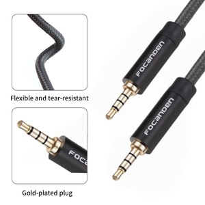 Cable de audio auxiliar Focanden de 3.5 mm macho a macho con revestimiento de nailon trenzado para conexión de audio y video en automóviles. - Product Image 2