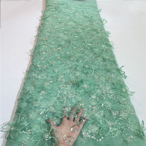 Malla de <span class=keywords><strong>moda</strong></span> nuovo tessuto a maglia ricamato 3d con perline e tubi ricamato tessuto a rete con poliestere non elastico - Product Image 3