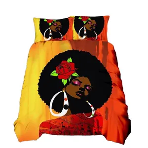Wholesale cover girl eu-African theme polyester 3 pieces fabric duvet cover set