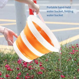 Seau pliable multifonctionnel en plastique PP, rétractable, portable, <10L, pour le camping en plein air, la pêche, le lavage de voiture - Product Image 4